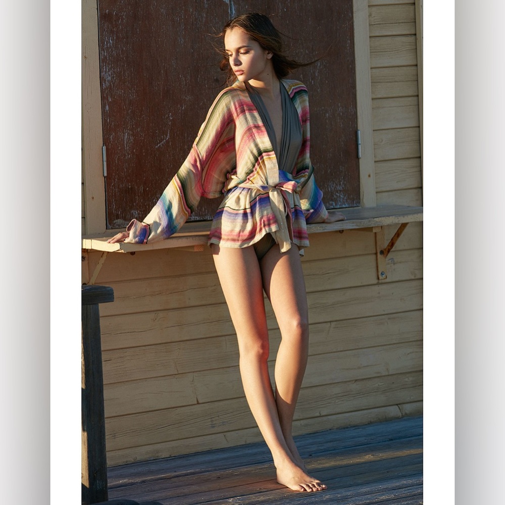 Mes Demoiselles Striped Cancun Kimono Coverup